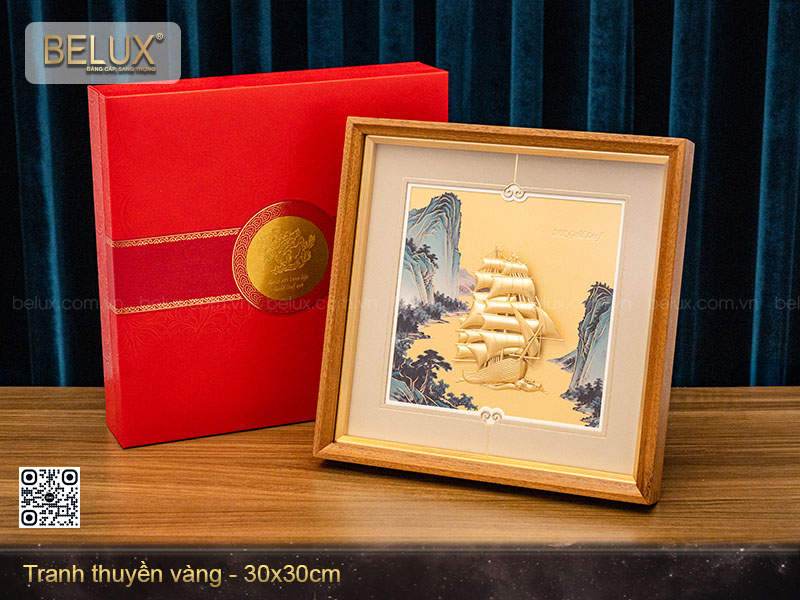 Tranh thuyền dát vàng kt 30x30cm&nbsp;